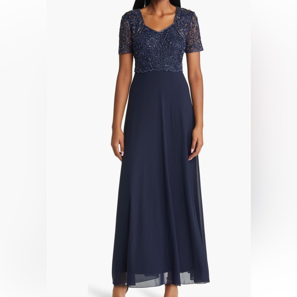 Pissaro Nights Dresses & Skirts - NWT Pisarro Nights Beaded Bodice A-Line Gown - Navy, Size 2